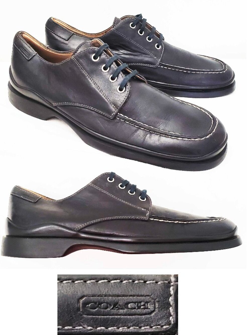 Coach Men's Grady Black Leather Square Toe Oxford Casual Dress Shoes 10 D
